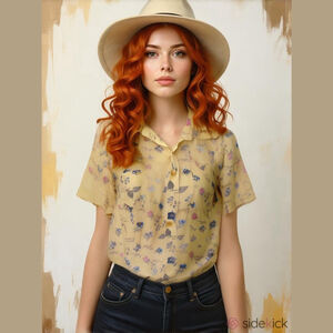 White Stag Vintage Tropical Hawaiian Floral Button Down Shirt w/Front Pockets